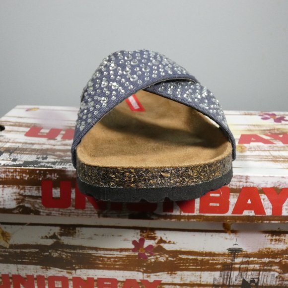 UnionBay Slide Sandal Molded Cork Footbed Denim with Silver Embelishment 7.5 - Picture 10 of 10